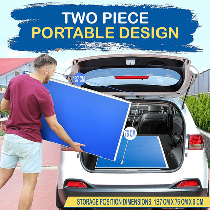 Table Tennis Table, Ping Pong Table W/Net, Foldable and Portable Ping Pong Set for Indoor Outdoor Use, Easy Assemble, Midsize, Blue