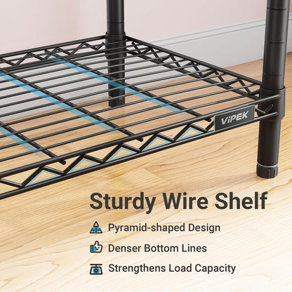 V5 Portable Closet Wardrobe Heavy Duty Clothes Rack, Freestanding Clothing Rack with 4 Hang Rods & 8 Shelves, Adjustable Closet Rack, 68.9" L X 15.7" W X 76.4" H, Max Load 890LBS, Black