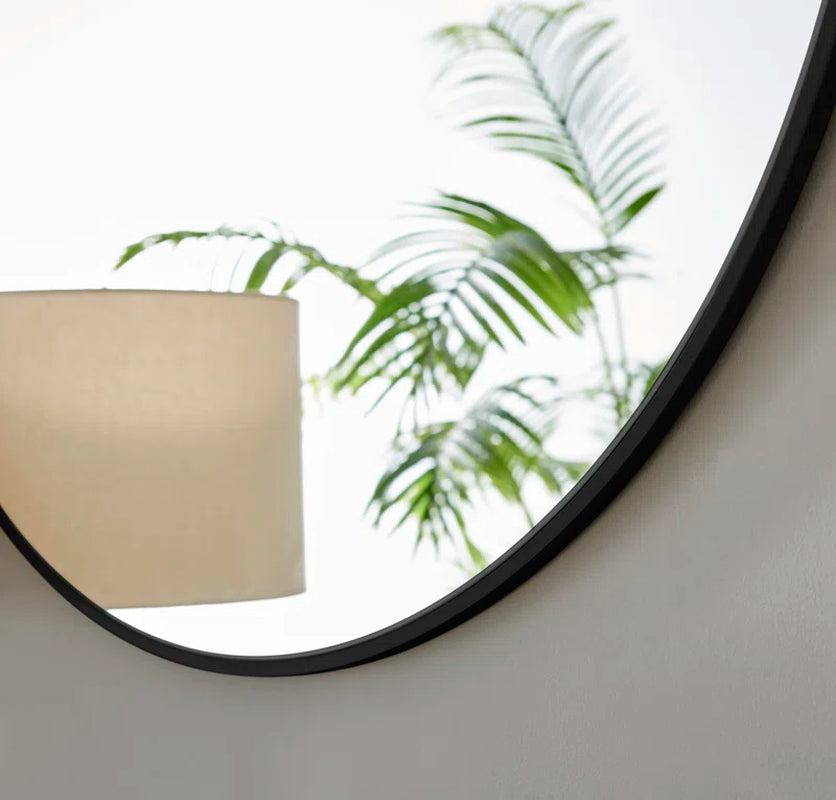 Alcantera round Metal Frame Wall Mirror Simple and Elegant Modern Design