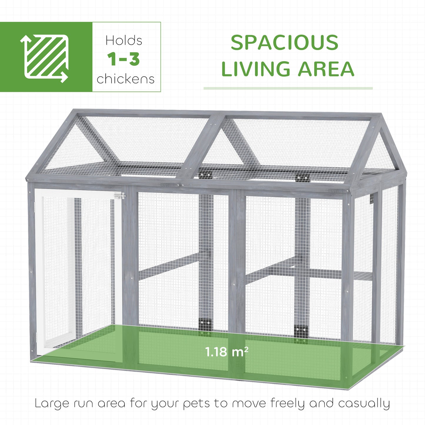 Large Chicken Run, Wooden Chicken Coop W/ Combinable Design-Natural Wood Finish