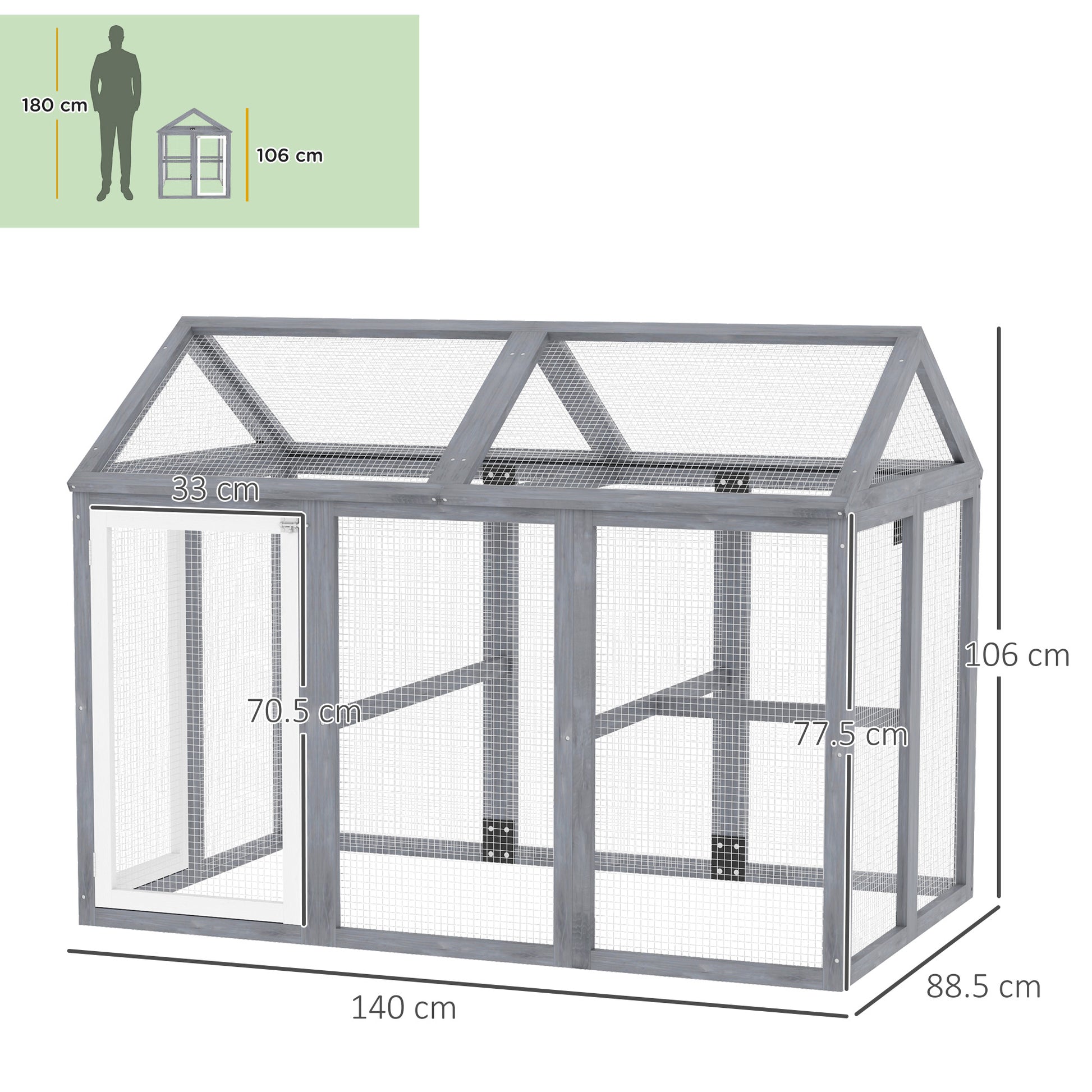 Large Chicken Run, Wooden Chicken Coop W/ Combinable Design-Natural Wood Finish