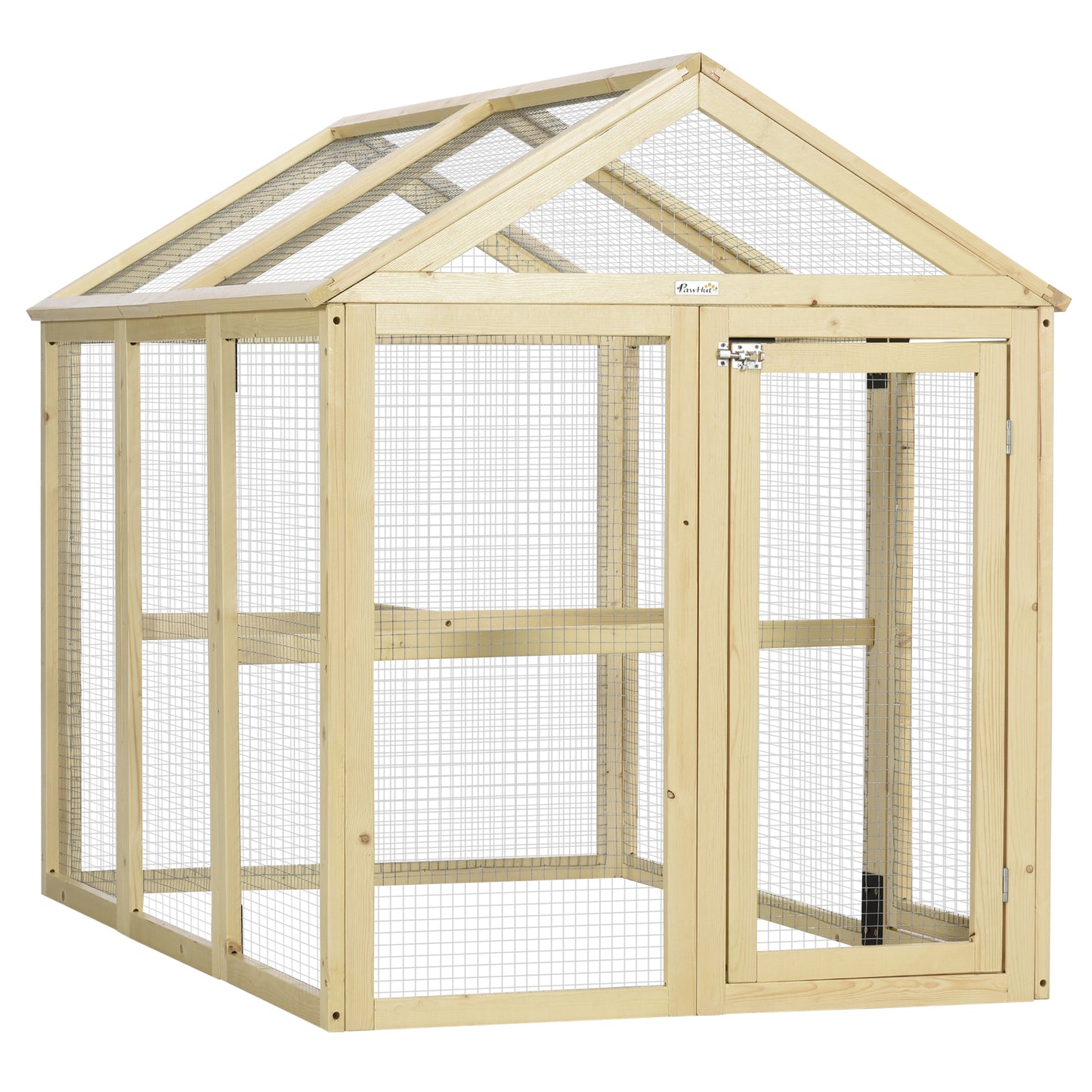 Large Chicken Run, Wooden Chicken Coop W/ Combinable Design-Natural Wood Finish
