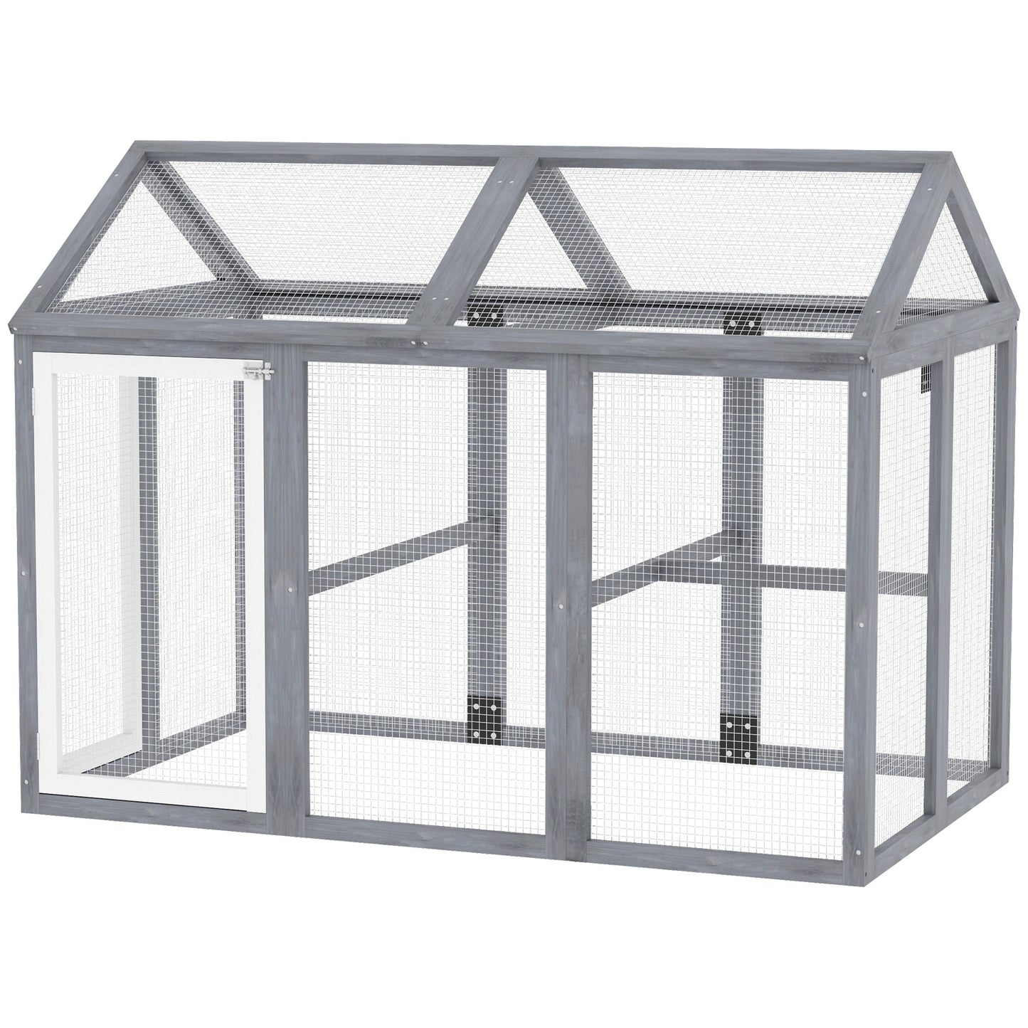 Large Chicken Run, Wooden Chicken Coop W/ Combinable Design-Natural Wood Finish