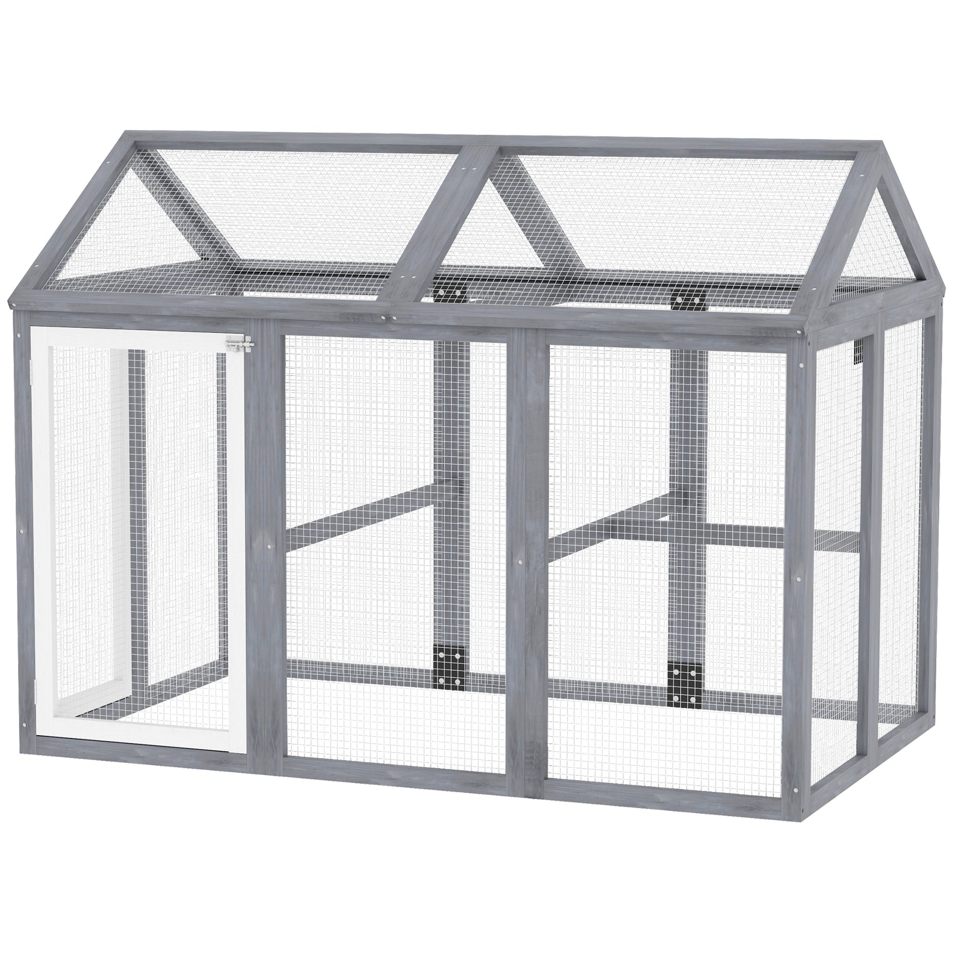 Large Chicken Run, Wooden Chicken Coop W/ Combinable Design-Natural Wood Finish