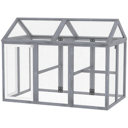 Large Chicken Run, Wooden Chicken Coop W/ Combinable Design-Natural Wood Finish