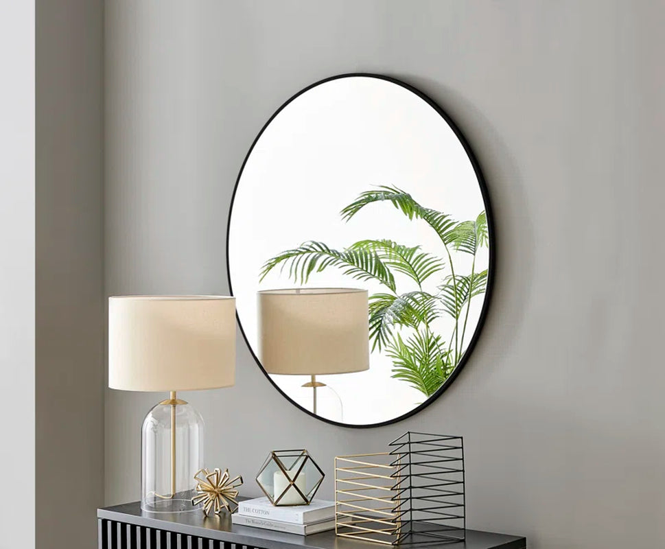 Alcantera round Metal Frame Wall Mirror Simple and Elegant Modern Design