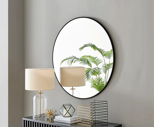 Alcantera round Metal Frame Wall Mirror Simple and Elegant Modern Design
