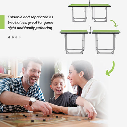 Tennis Table Ping Pong Storage Foldable Mini with Net Steel 182Cm Indoor, Green