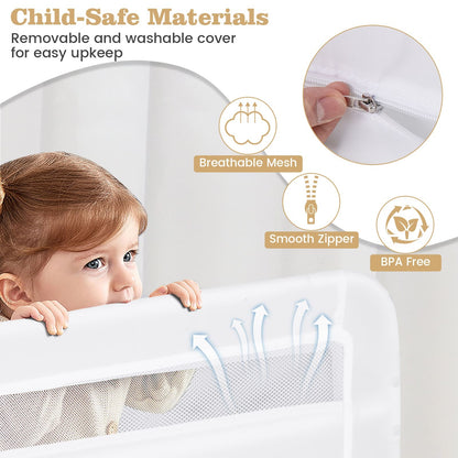 COSTWAY Toddlers Bed Rail Guard 100Cm Foldable Baby Bed Rail-White SVE10047WHBS