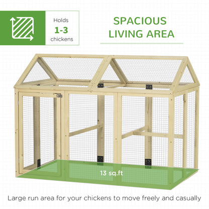 Large Chicken Run, Wooden Chicken Coop W/ Combinable Design-Natural Wood Finish