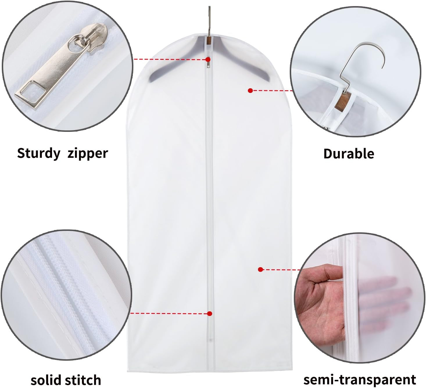 Clear Garment Bags Hanging Clothes Bags (Set of 12) for Closet Storage Plastic Bag with Zipper for Suit Dress Coat Travel Laundry Wardrobe Closet Garment Dust Cover Bags 24'' X 40'' 12 Pack
