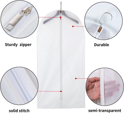 Clear Garment Bags Hanging Clothes Bags (Set of 12) for Closet Storage Plastic Bag with Zipper for Suit Dress Coat Travel Laundry Wardrobe Closet Garment Dust Cover Bags 24'' X 40'' 12 Pack