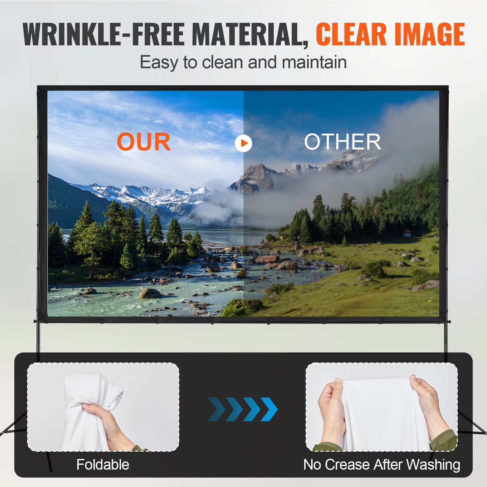 Succebuy Projector Screen with Stand 100 120 150 Inch 16:9 4K 1080 HD Portable Projection Screen for Home Office Theater Cinema