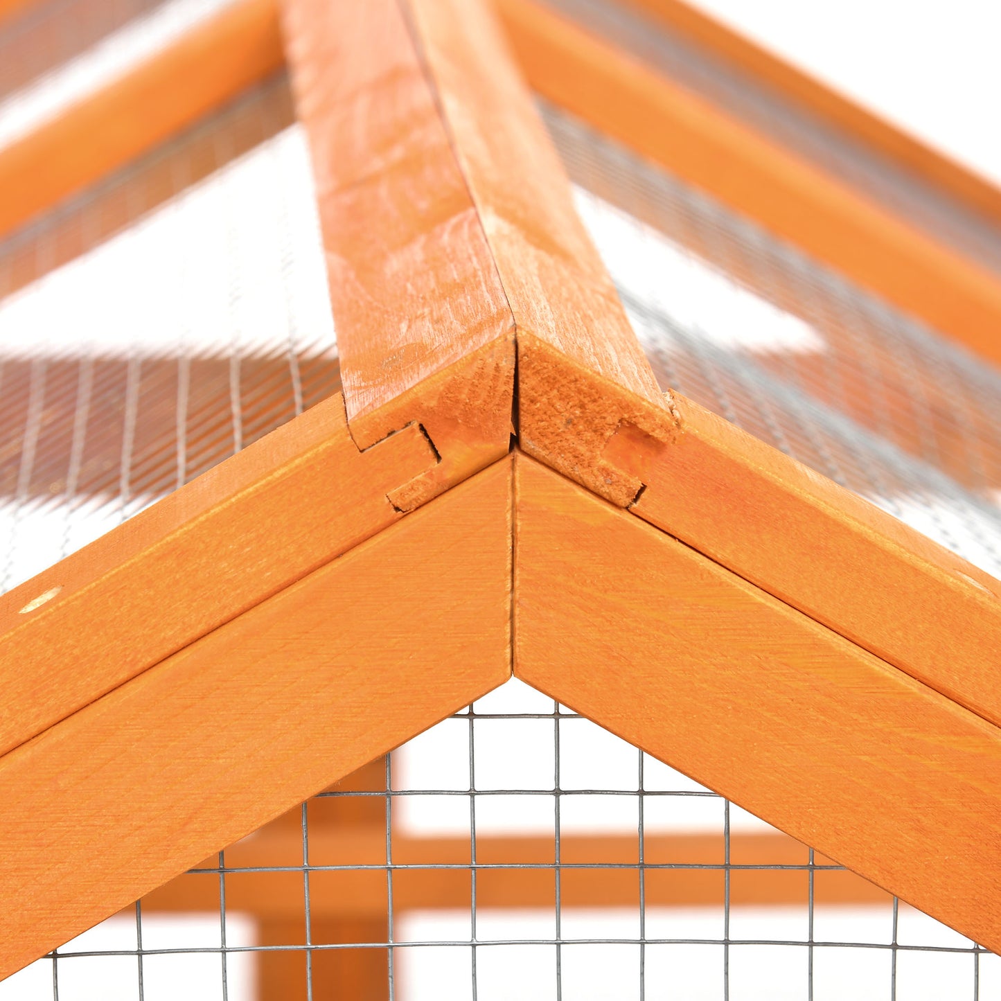 Large Chicken Run, Wooden Chicken Coop W/ Combinable Design-Natural Wood Finish