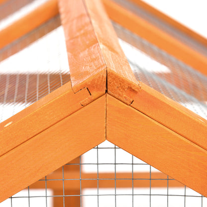 Large Chicken Run, Wooden Chicken Coop W/ Combinable Design-Natural Wood Finish