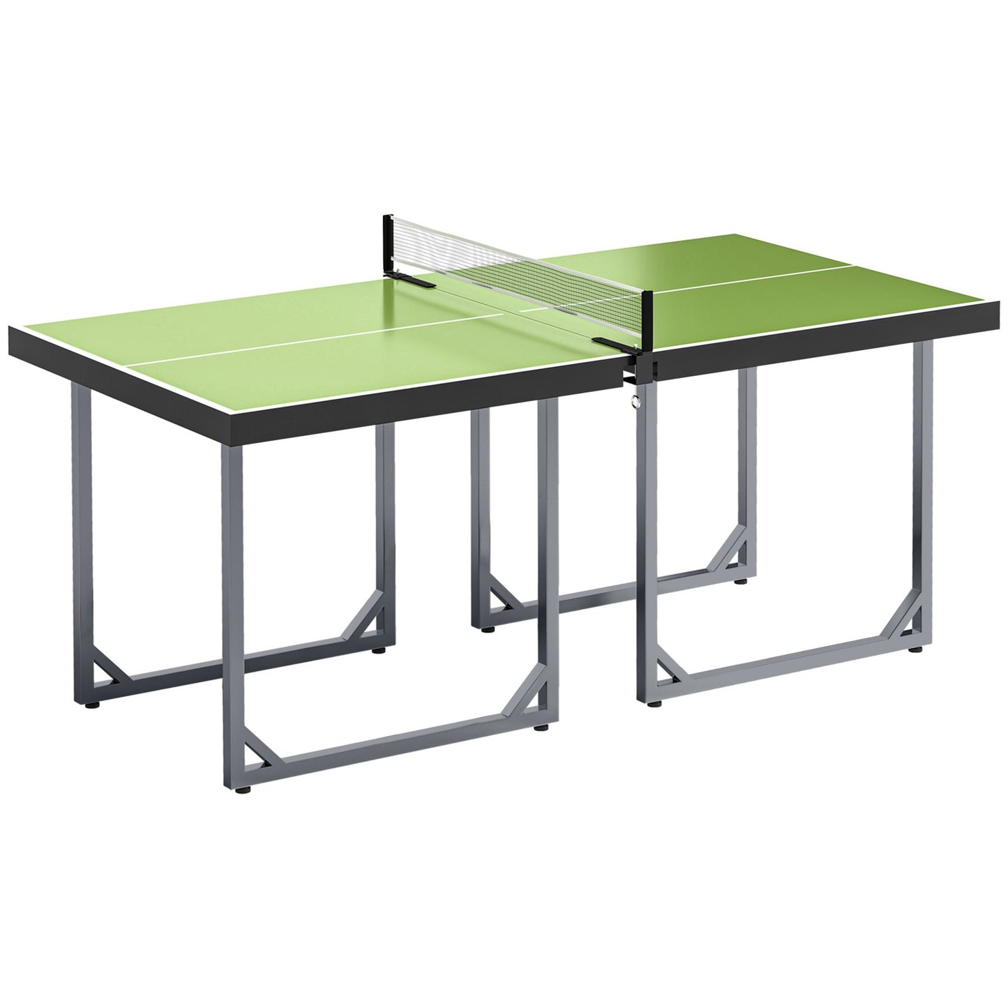 Tennis Table Ping Pong Storage Foldable Mini with Net Steel 182Cm Indoor, Green