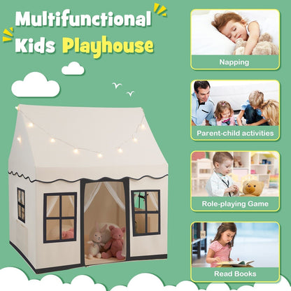 Kids Play Tent Indoor Kids Playhouse with Star Lights Toddler Castle Play Tent