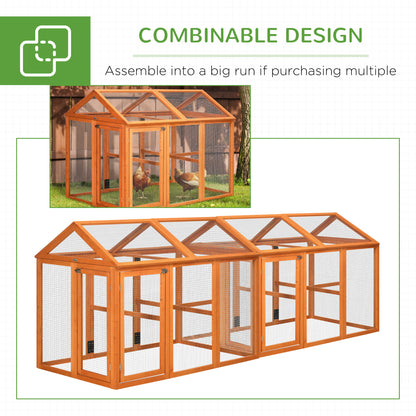 Large Chicken Run, Wooden Chicken Coop W/ Combinable Design-Natural Wood Finish