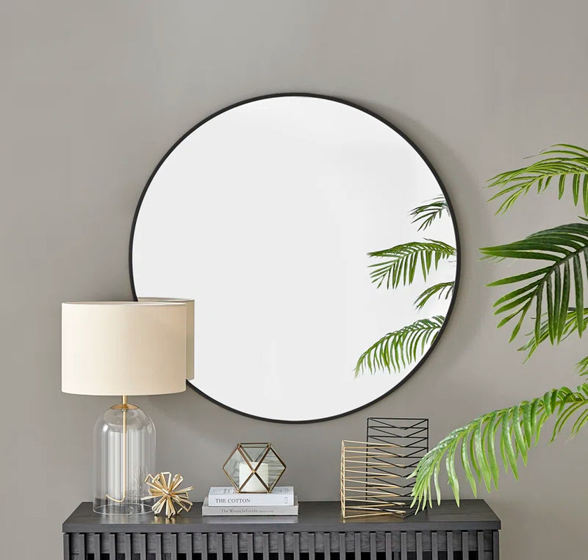 Alcantera round Metal Frame Wall Mirror Simple and Elegant Modern Design