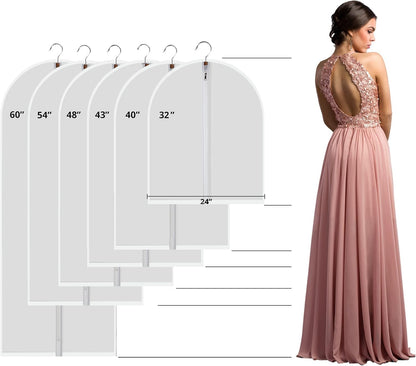 Clear Garment Bags Hanging Clothes Bags (Set of 12) for Closet Storage Plastic Bag with Zipper for Suit Dress Coat Travel Laundry Wardrobe Closet Garment Dust Cover Bags 24'' X 40'' 12 Pack
