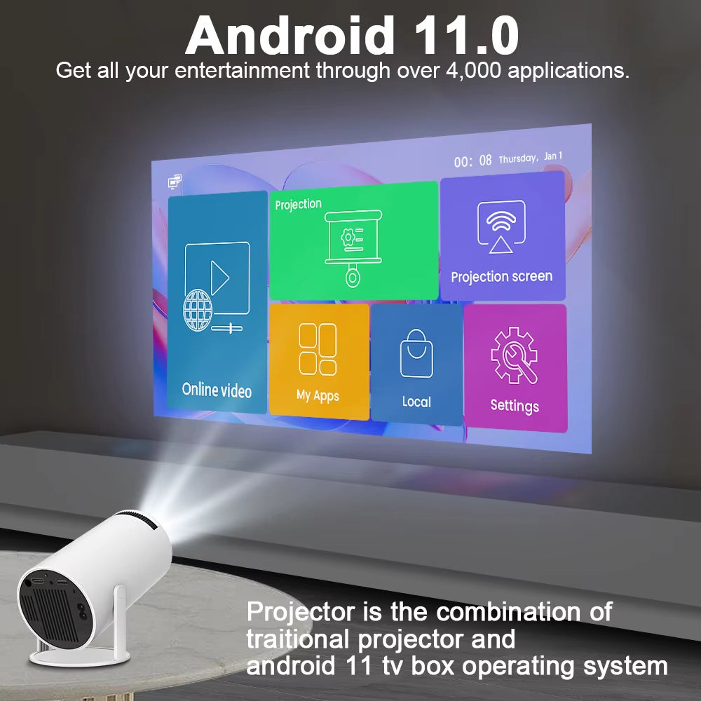 5G 4K Projector Smart HD LED Wifi Bluetooth HDMI USB Android Office Home Theater