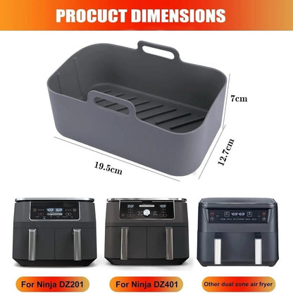 X2 Silicone Air Fryer Liners Ninja Premium Dual Reusable Non-Stick Basket Insert