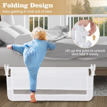 COSTWAY Toddlers Bed Rail Guard 100Cm Foldable Baby Bed Rail-White SVE10047WHBS