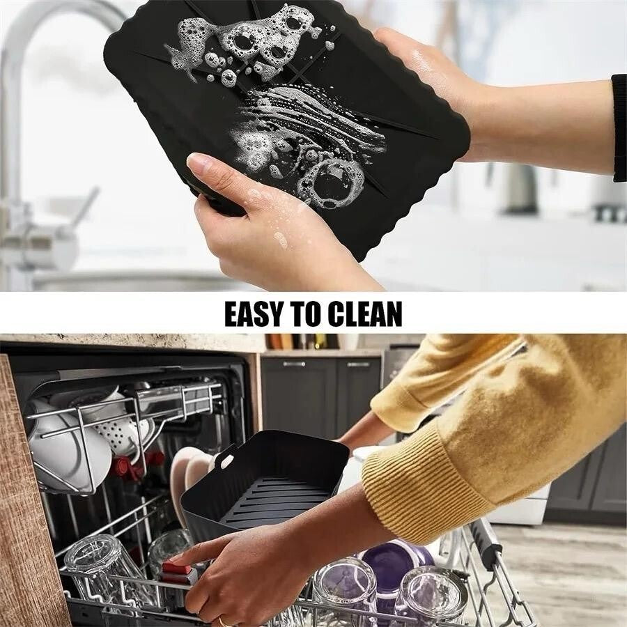 X2 Silicone Air Fryer Liners Ninja Premium Dual Reusable Non-Stick Basket Insert
